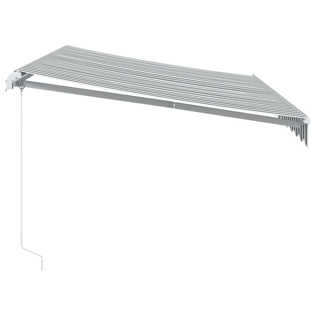 Markise Manuell Einziehbar mit LED 300x250 cm Blau und Weiß