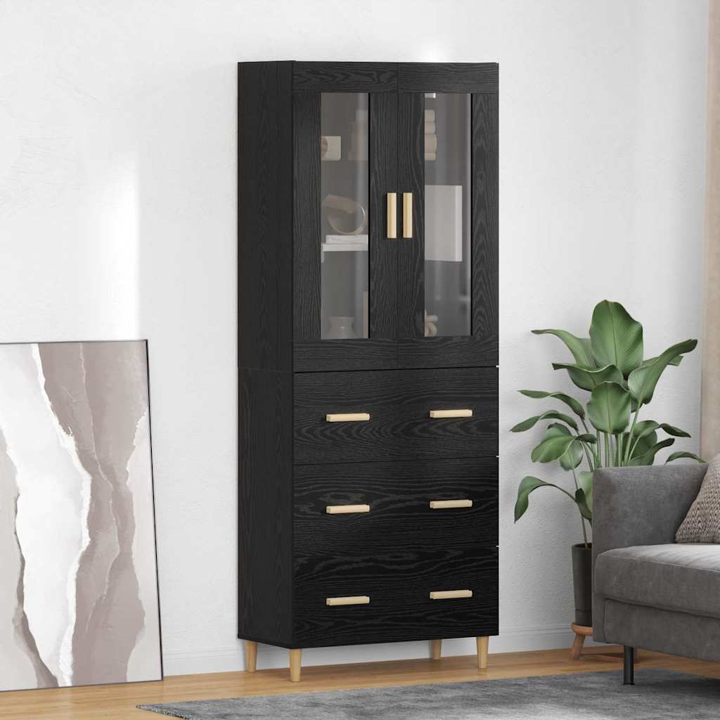 Highboard Altholz 69,5 x 34 x 180 cm Engineered Wood und Glas