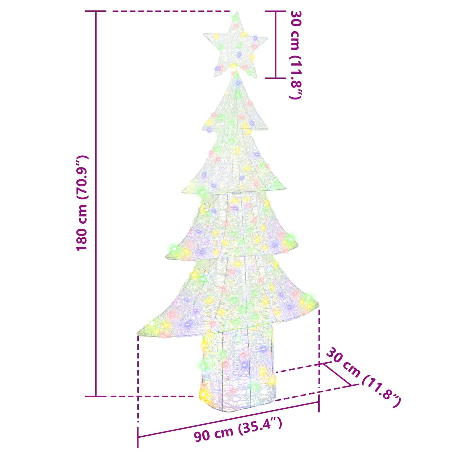 Weihnachtsbaum mit 100 LEDs Warmweiß 120 cm Acryl