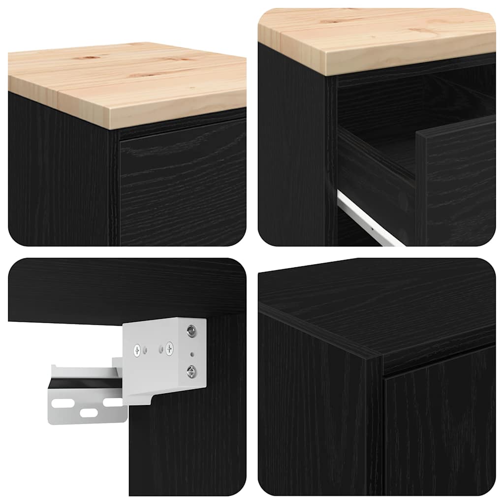 Garagenschränke 2 Stk. Schwarz Holzwerkstoff