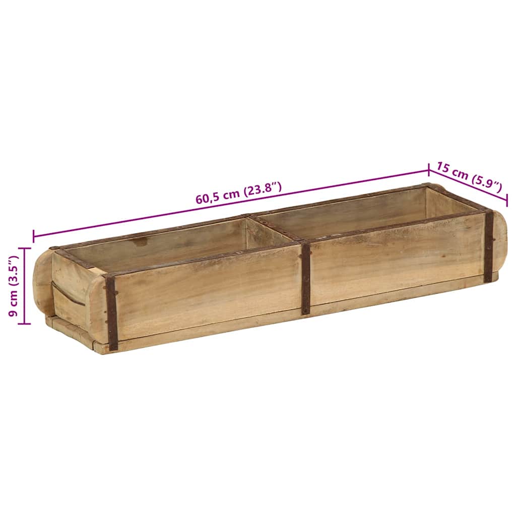 Tablett Braun 30 x 15 x 9 cm Massives upgecyceltes Holz