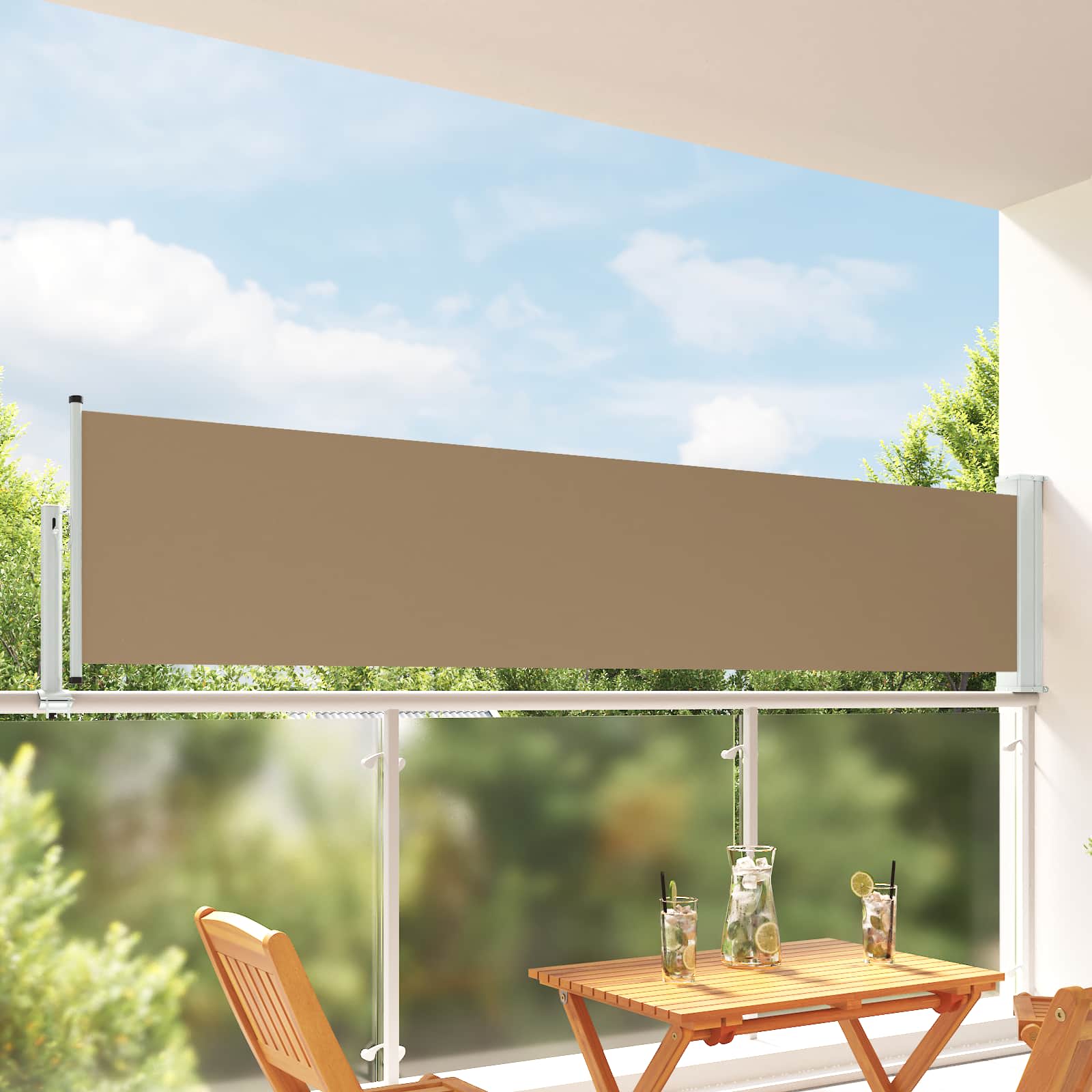 Seitenmarkise 60 x 300 cm 100% Polyester Eisen Stahl
