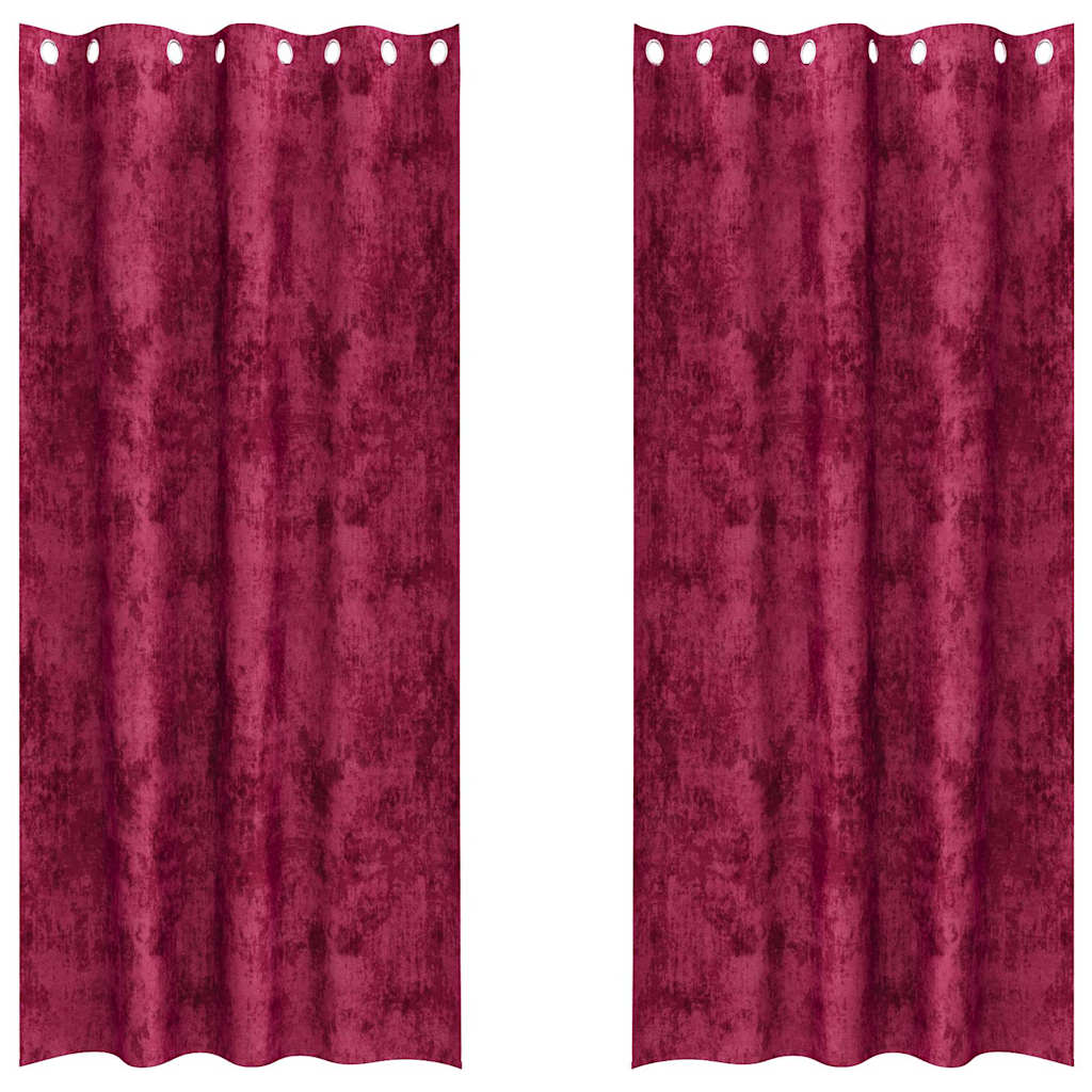 Samtvorhänge mit Vorhängen 2 pcs Weinrot 140 x 140 cm Samt