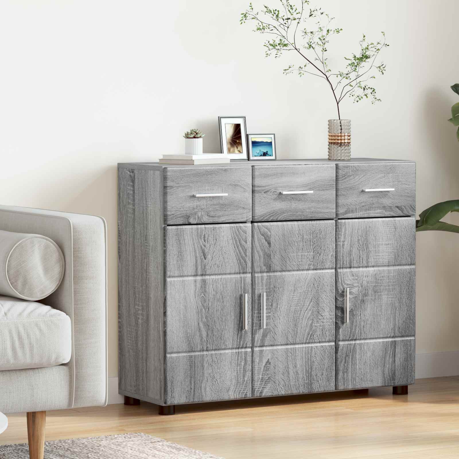 Highboard mit Regal FLORIN Weiß 60 x 35 x 182 cm Holzwerkstoff