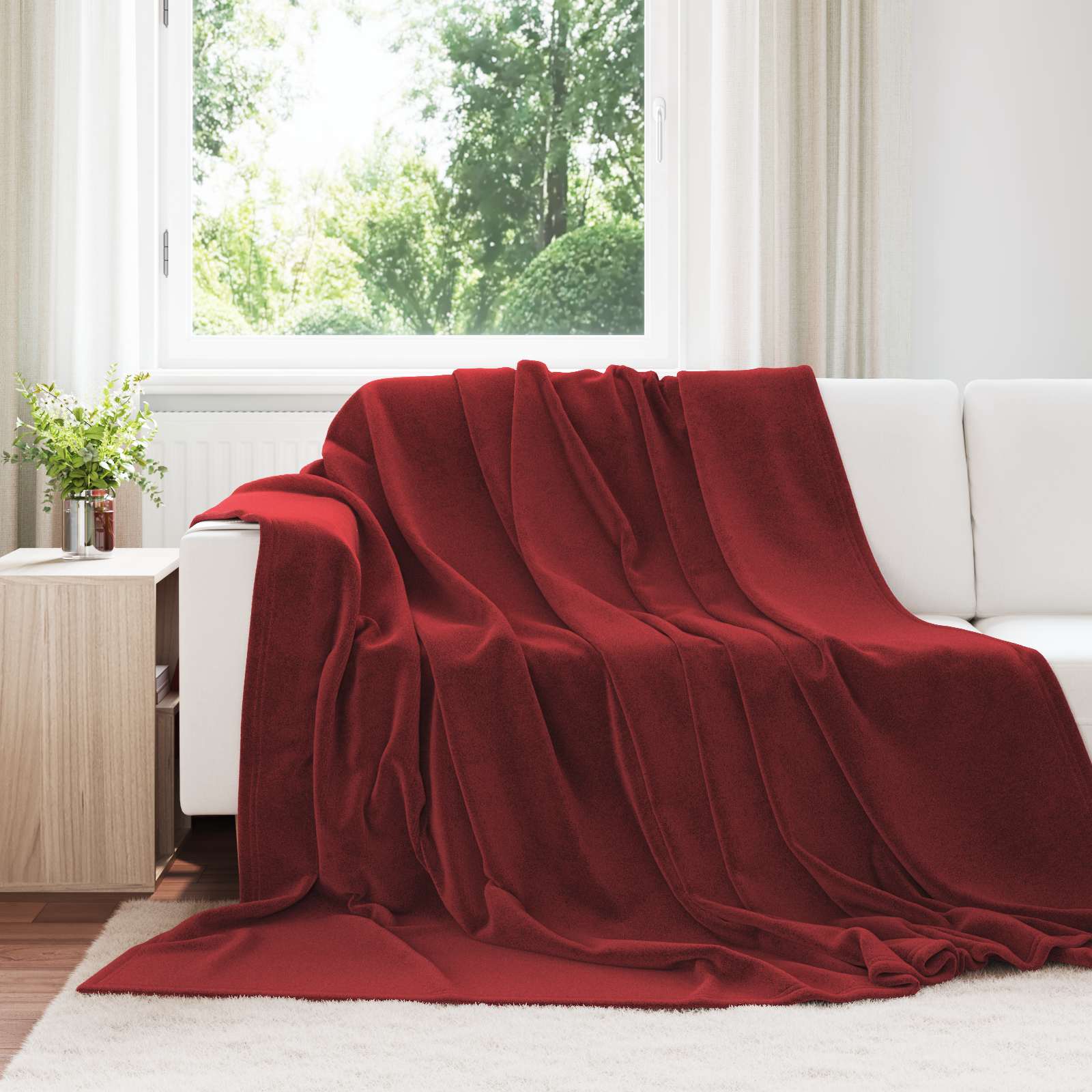 Überwurfdecke Beige 130 x 150 cm Fleece