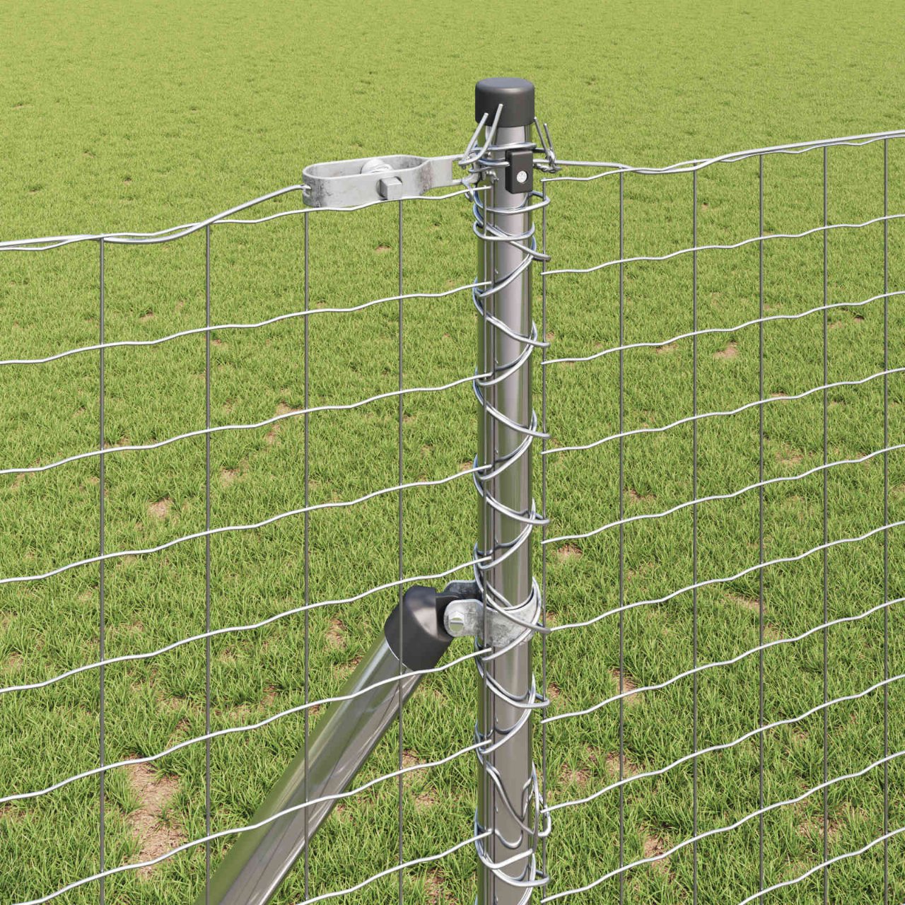 Zaunpfosten 2 pcs Grün 50 cm Pulverbeschichteter Stahl