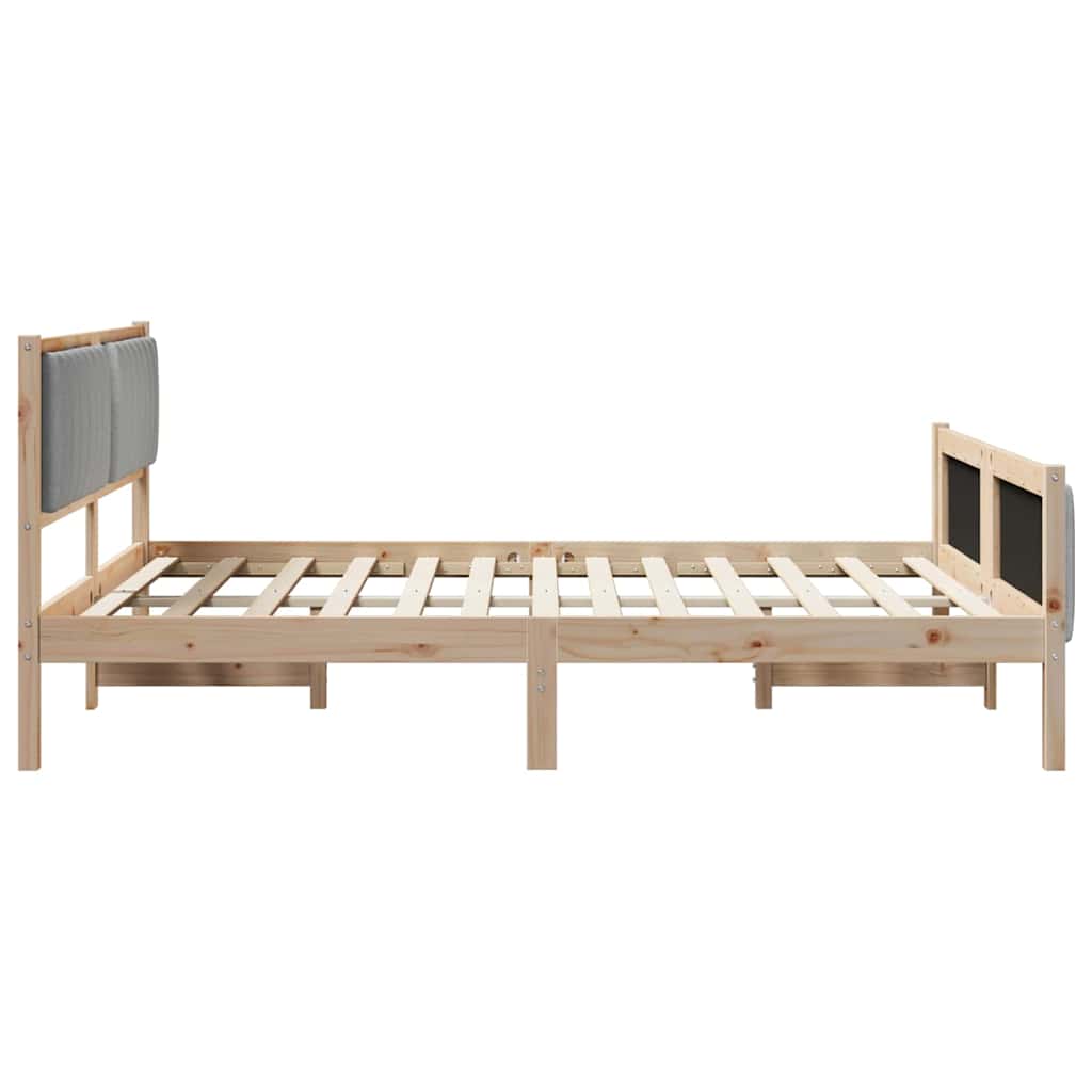 Bettgestell Braun und hellgrau 200 x 200 cm Massivholz Kiefer