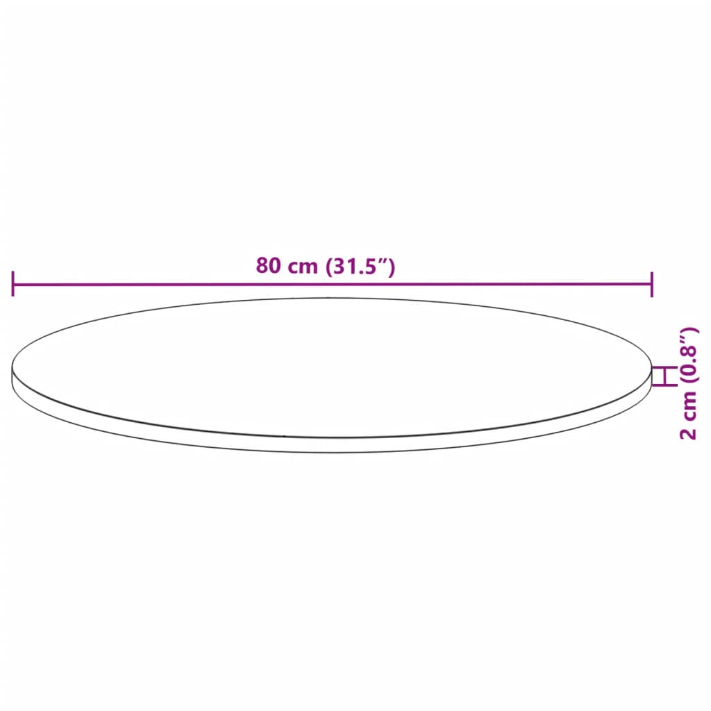 Tischplatte Rund Ø40x2 cm Massivholz Akazie