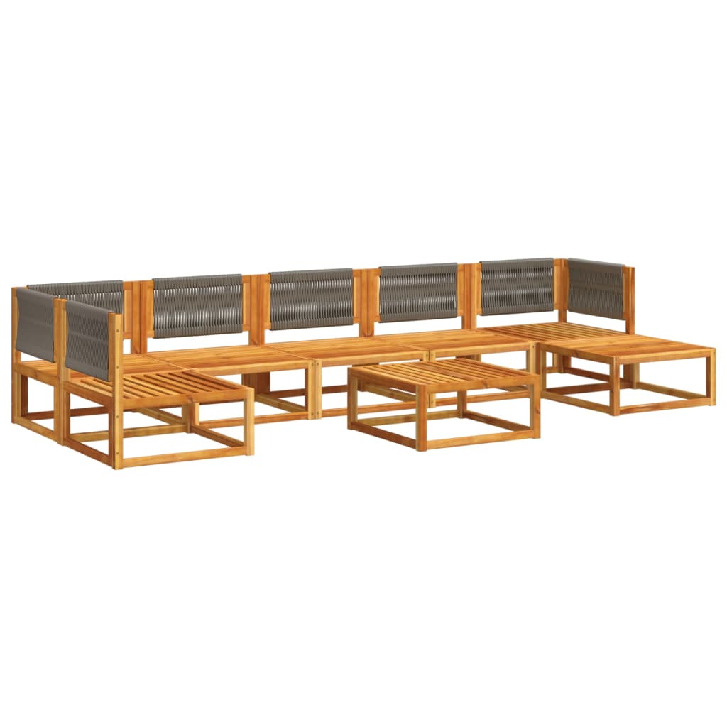 6-tlg. Gartensofa-Set mit Kissen Holz Akazie & Seil