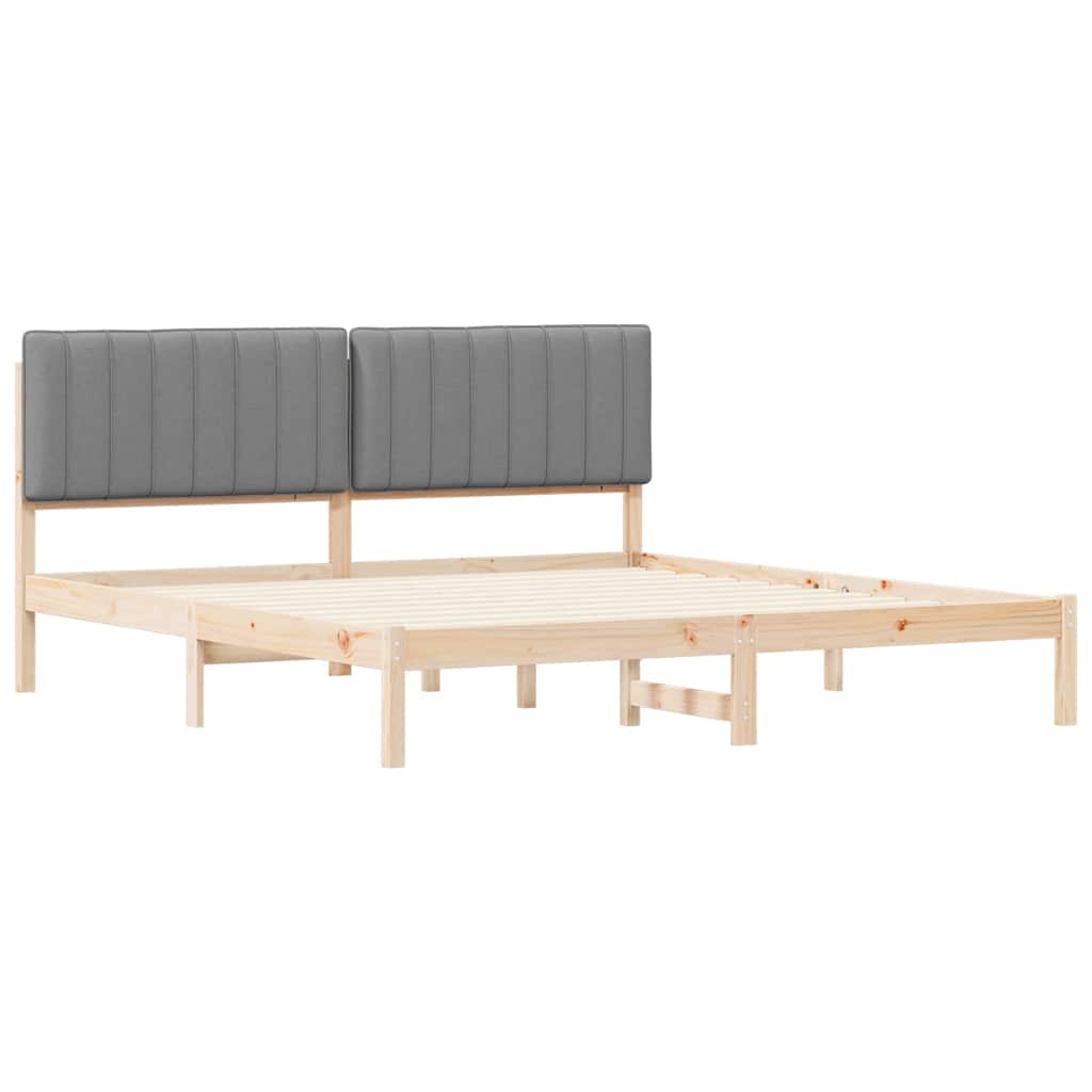 Bettgestell mit gepolstertem Kopfteil Hellgrau 200 x 200 cm