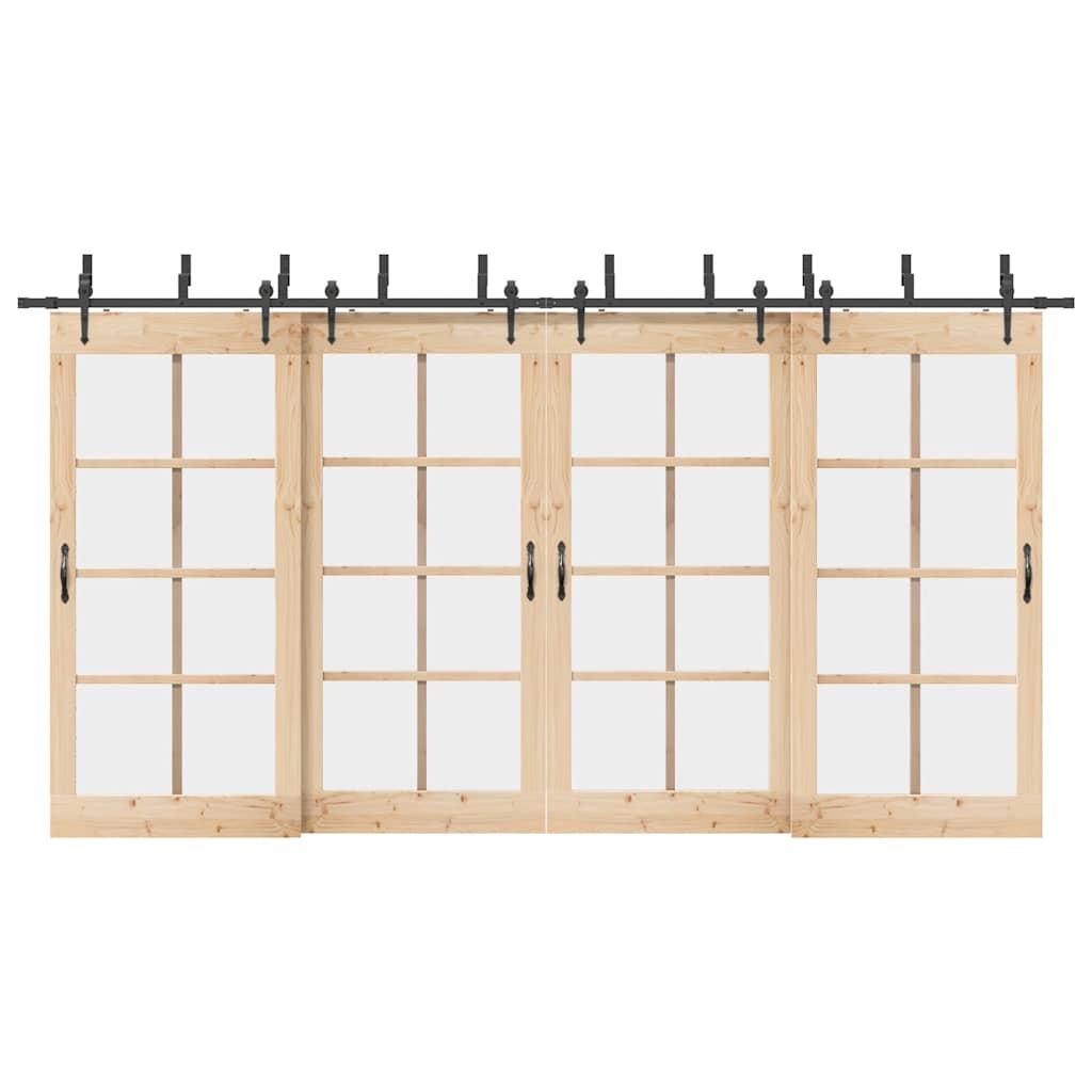 Schiebetürbeschlag-Set 152,5 cm Stahl Schwarz