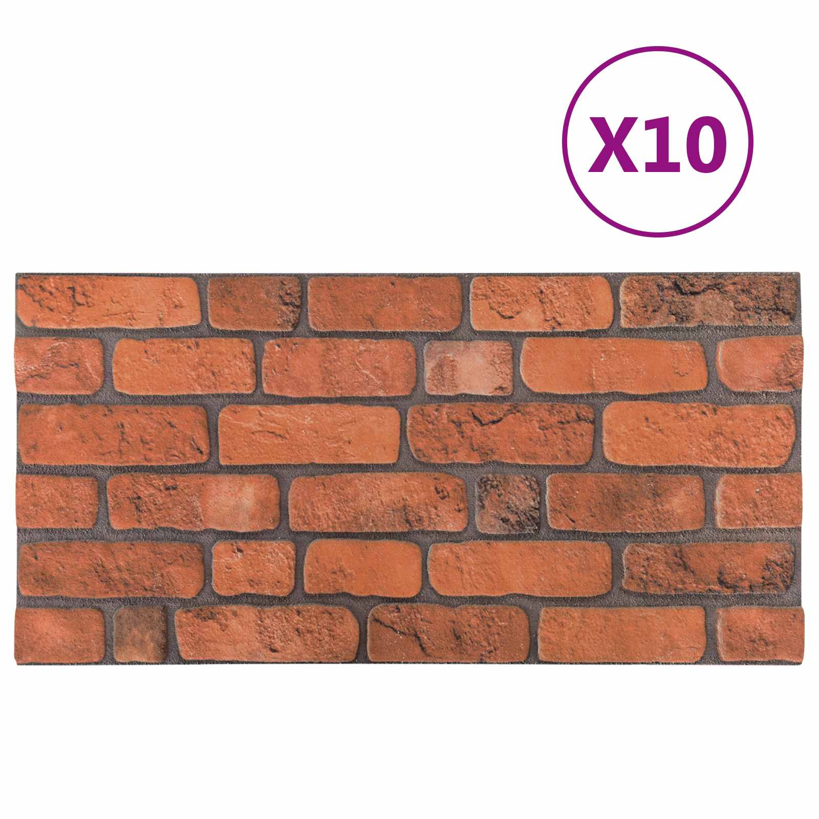 Wandpaneele 10 pcs Ziegel 100 x 50 cm EPS-Schaum