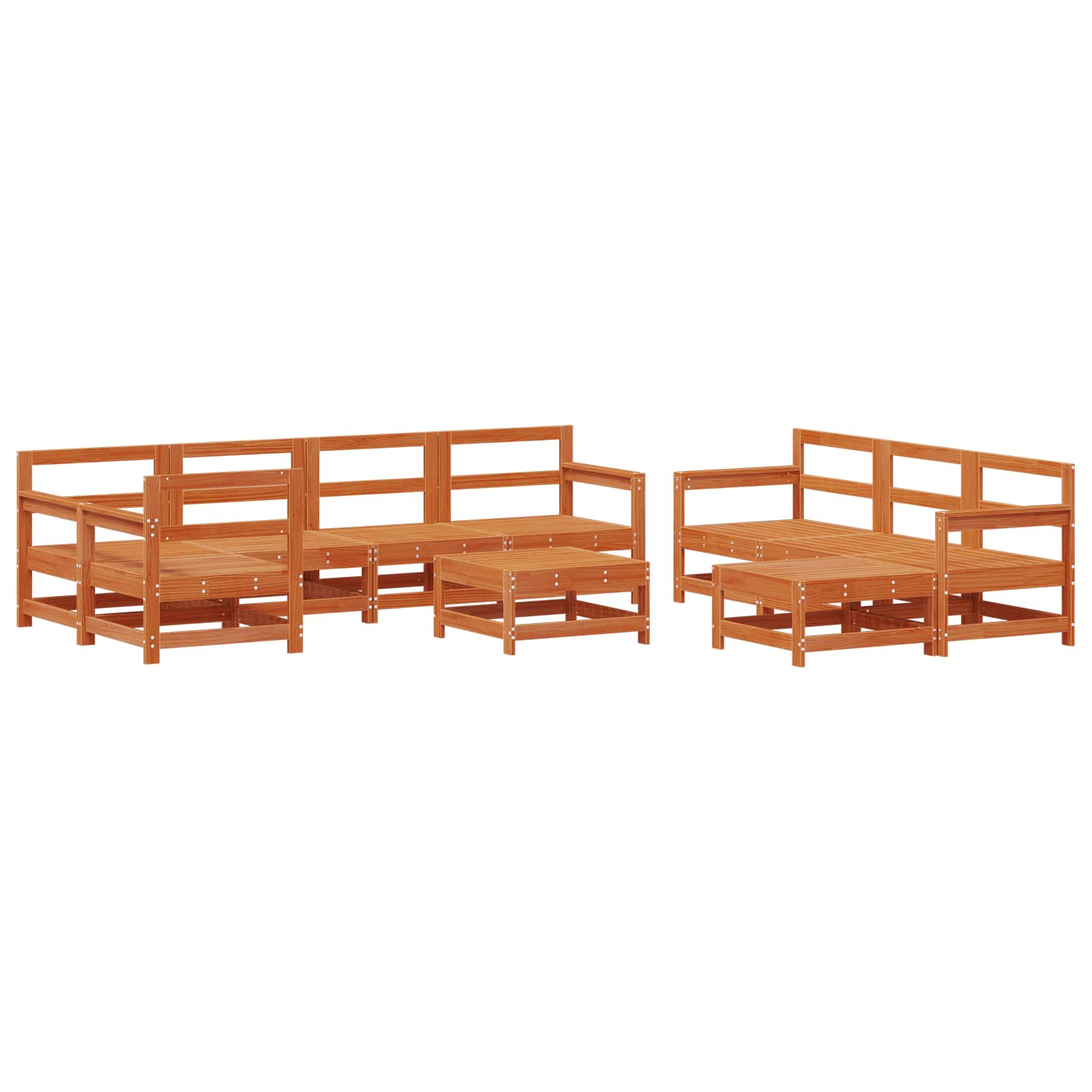 10-tlg. Garten-Lounge-Set mit Kissen Schwarz Massivholz