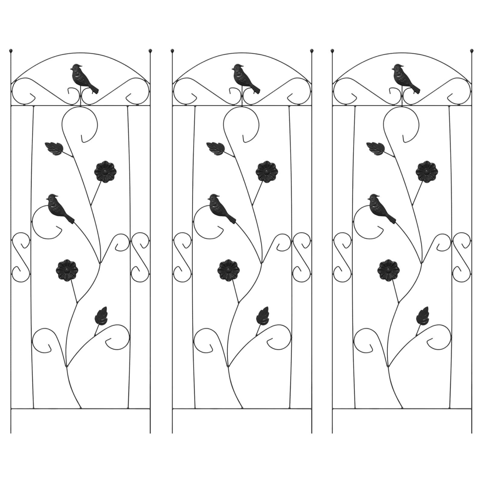 Gartenzaun mit Schloss 3 pcs Schwarz 112 x 39,5 cm Stahl