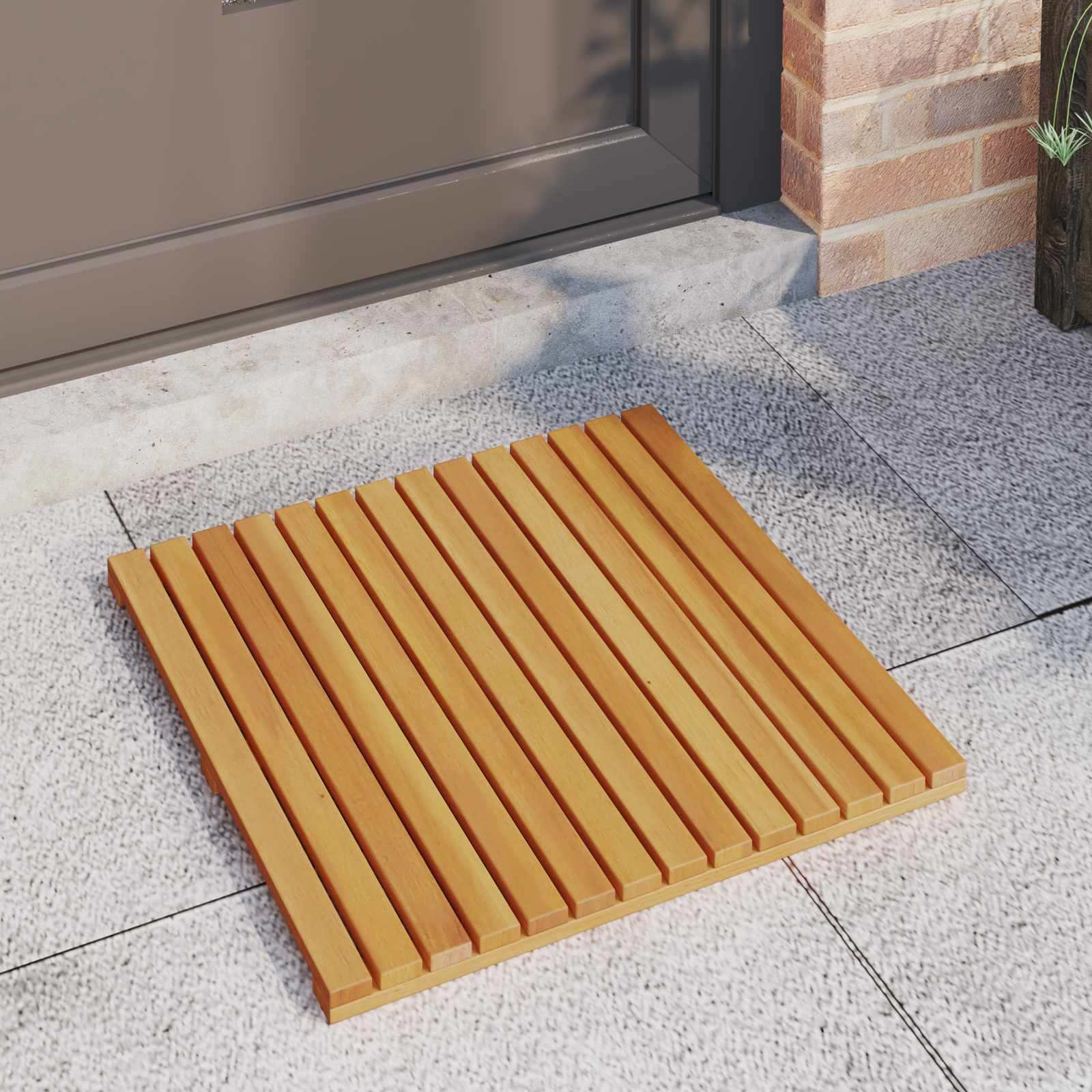 Badematte Uni Braun 60 x 40 cm Massives Akazienholz