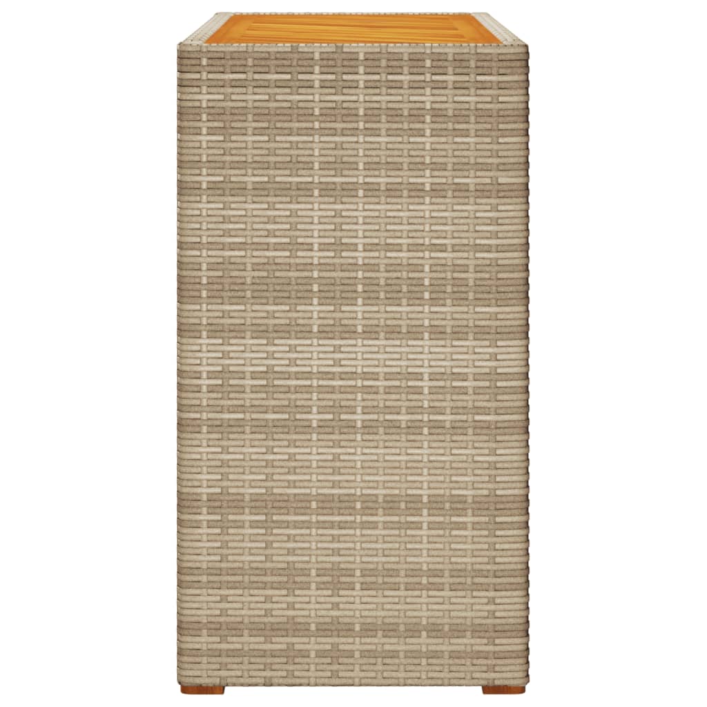 Garten-Beistelltisch mit Holzplatte Schwarz Poly Rattan