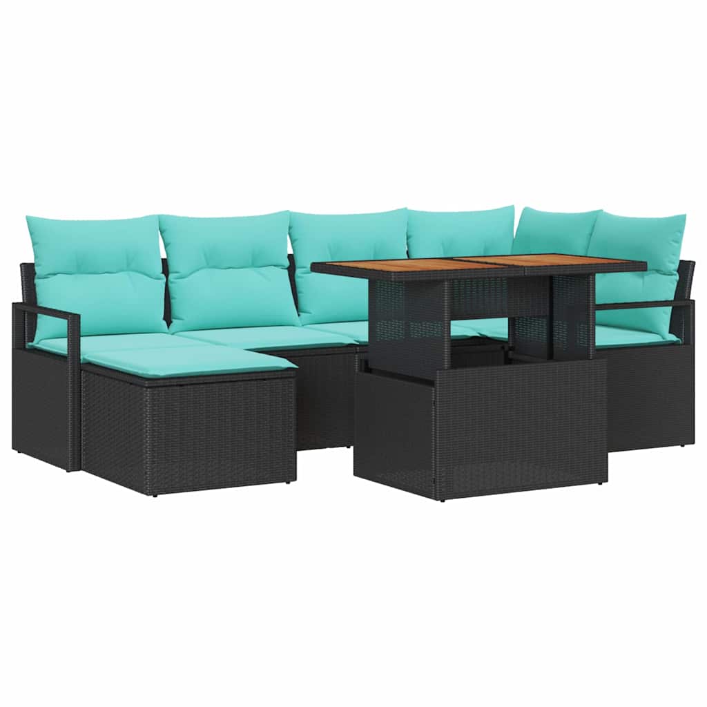 Garten Essgruppe mit Kissen 7 pcs Grau und Marineblau