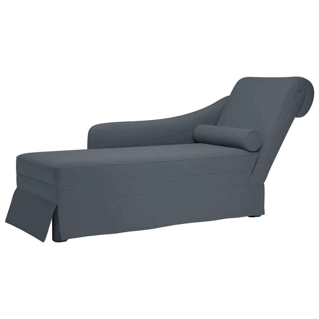 Chaiselongue mit Nackenrolle und Rechter Armlehne Blau Samt