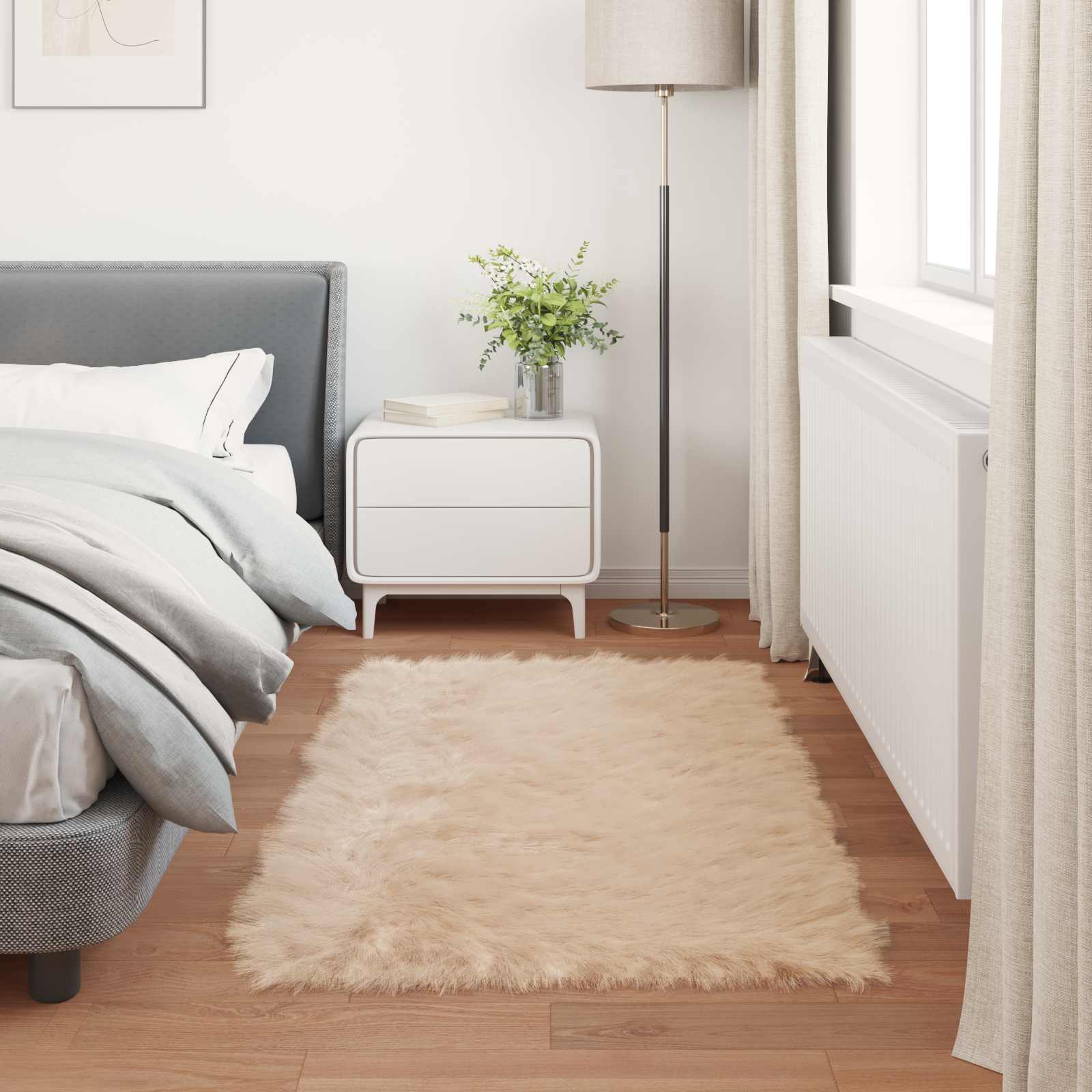 Teppich aus Kunstschaffell TAFALLA Weiß 60 x 110 cm Polyester