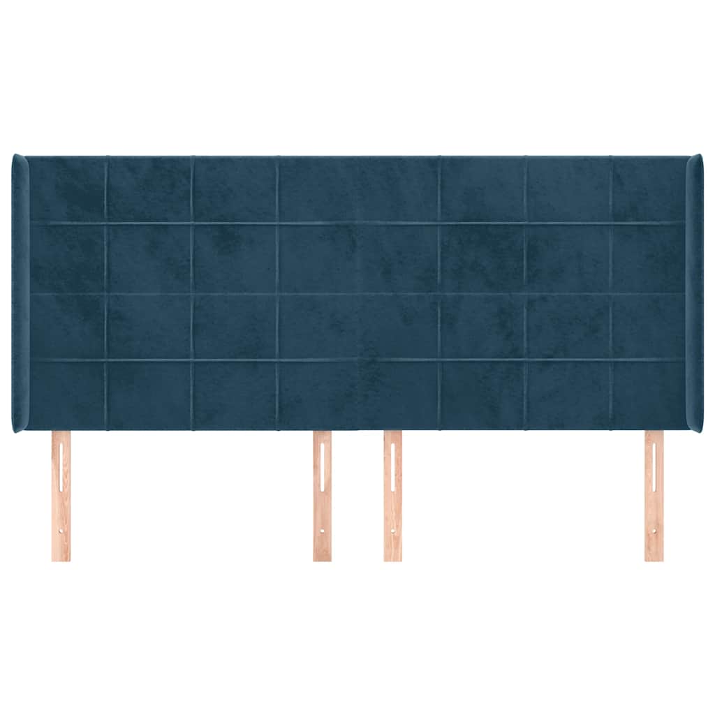 Kopfteil mit Ohren Dunkelblau 93x16x78/88 cm Samt