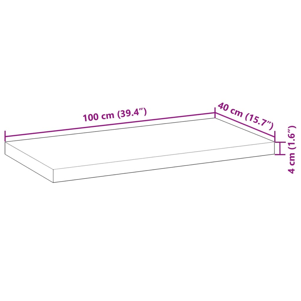 Tischplatte 40x20x2 cm Rechteckig Massivholz Akazie