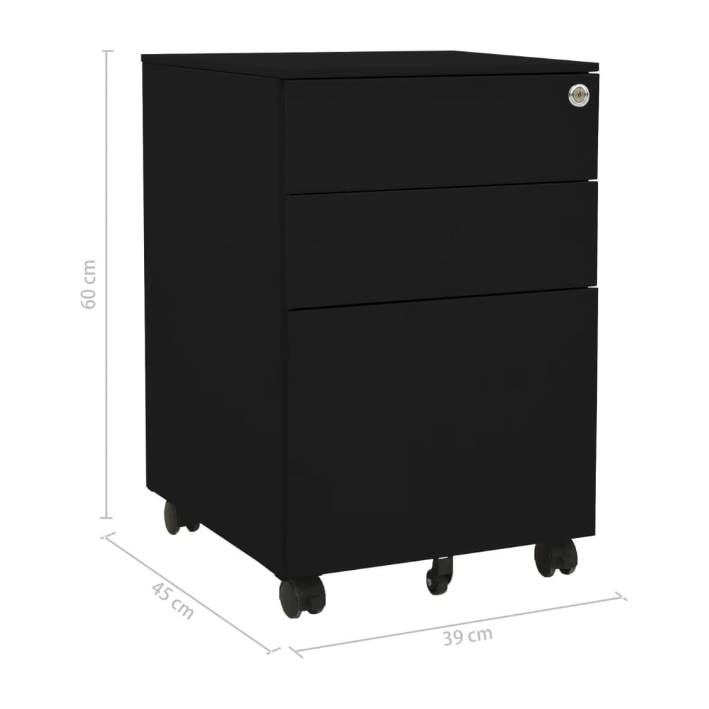 Aktenschrank mit Rollen Weiß 39x45x60 cm Stahl