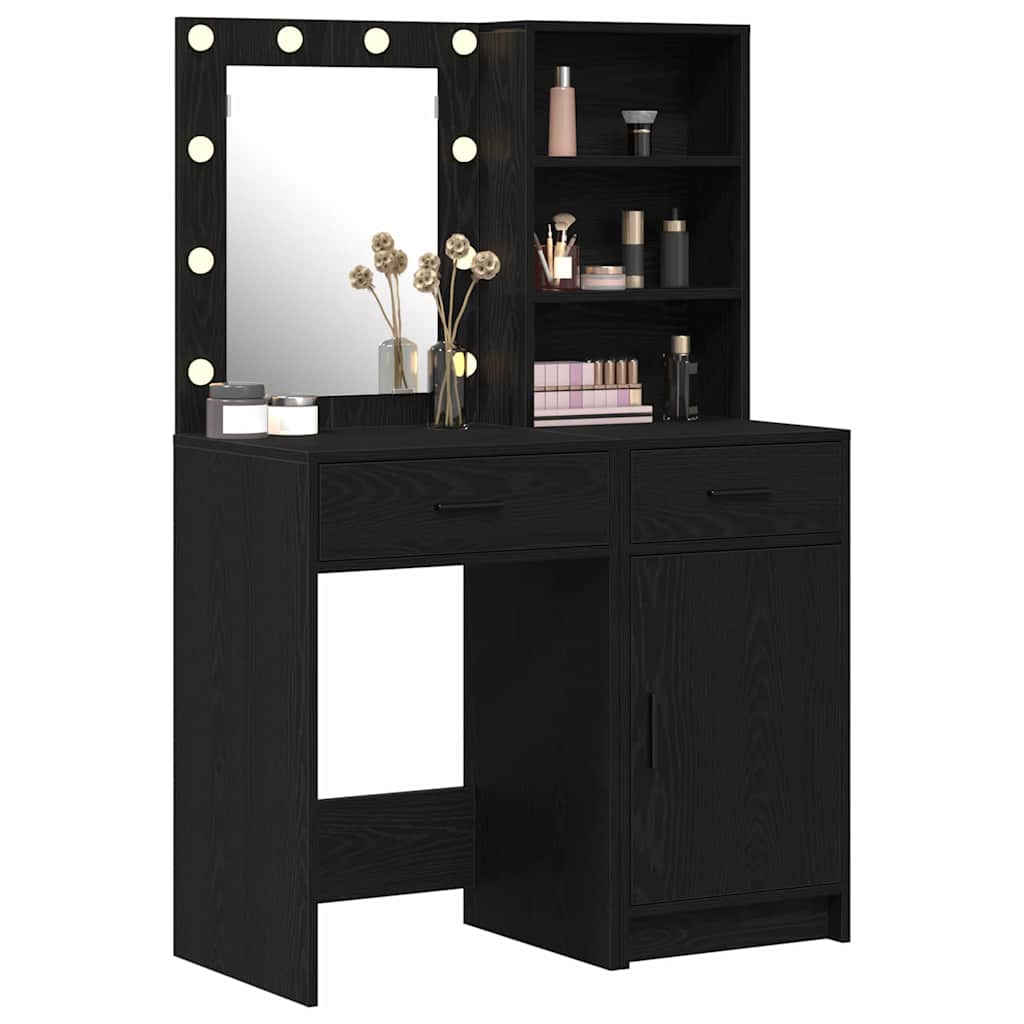 Schminktischset mit LED mit Schubladen 2 pcs Weiß Holzwerkstoff