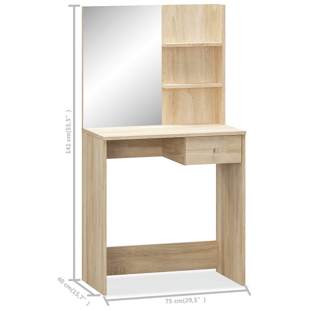 Schminktisch Holzwerkstoff 75x40x141 cm Weiß