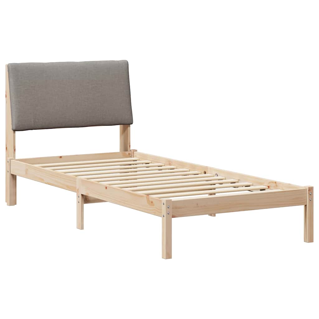 Bettgestell Braun und hellgrau 200 x 200 cm Massivholz Kiefer