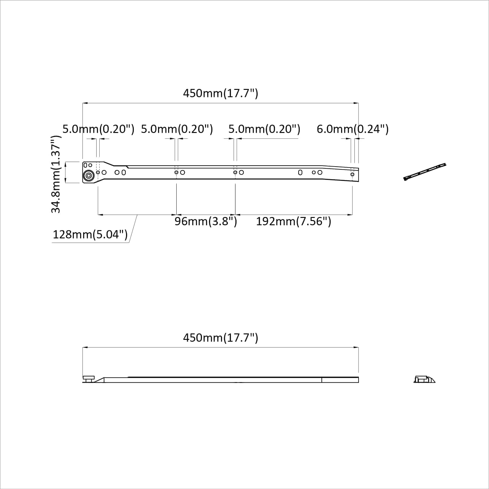 Schubladenschiene 2 pcs Weiß 250 mm Stahl