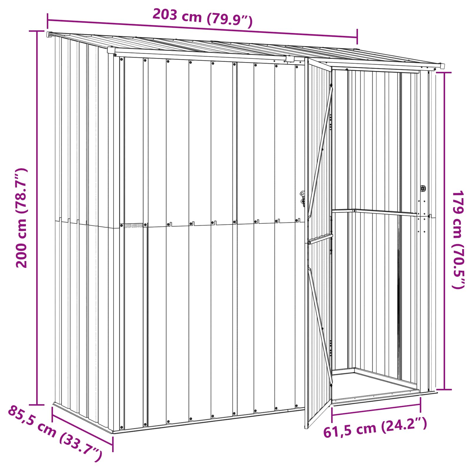 Gartenhütten Anthrazit 103 x 74 x 200 cm Metall