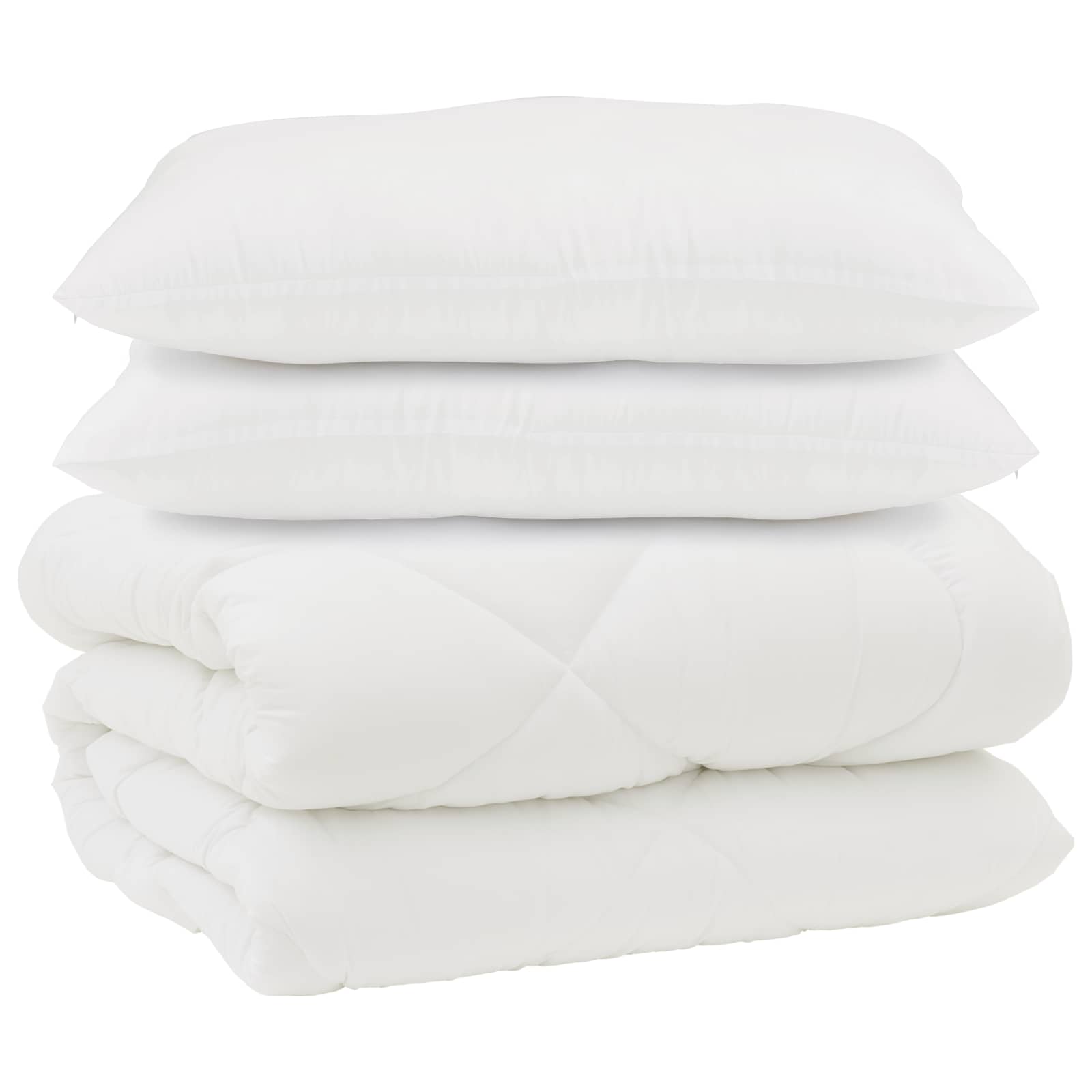 Decke mit Kissen 3 pcs Weiß Mikrofaser und Daunenfedern