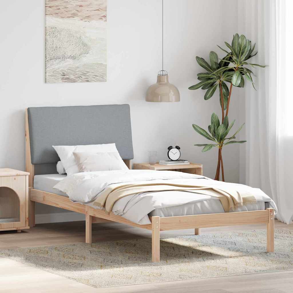 Bettgestell Braun und hellgrau 200 x 200 cm Massivholz Kiefer