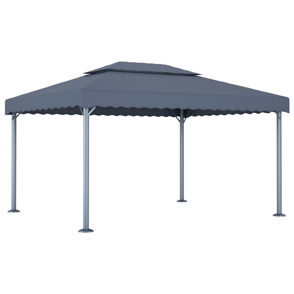 Pavillon mit LED-Lichterkette 400x300 cm Cremeweiß Aluminium