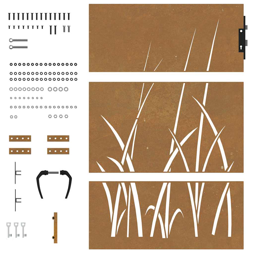 Gartentor 85x75 cm Cortenstahl Gras-Design