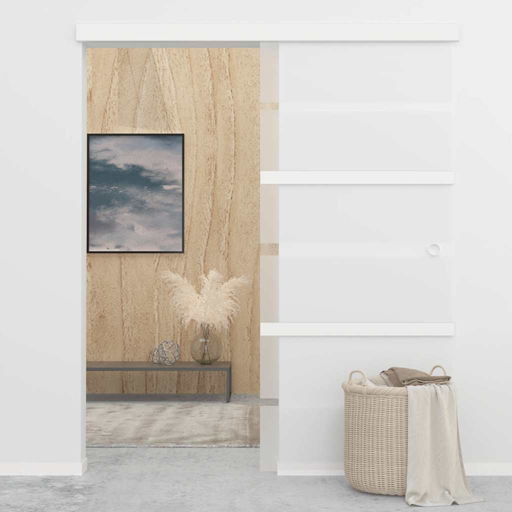 Schiebetür ESG-Glas und Aluminium 76x212 cm Silbern