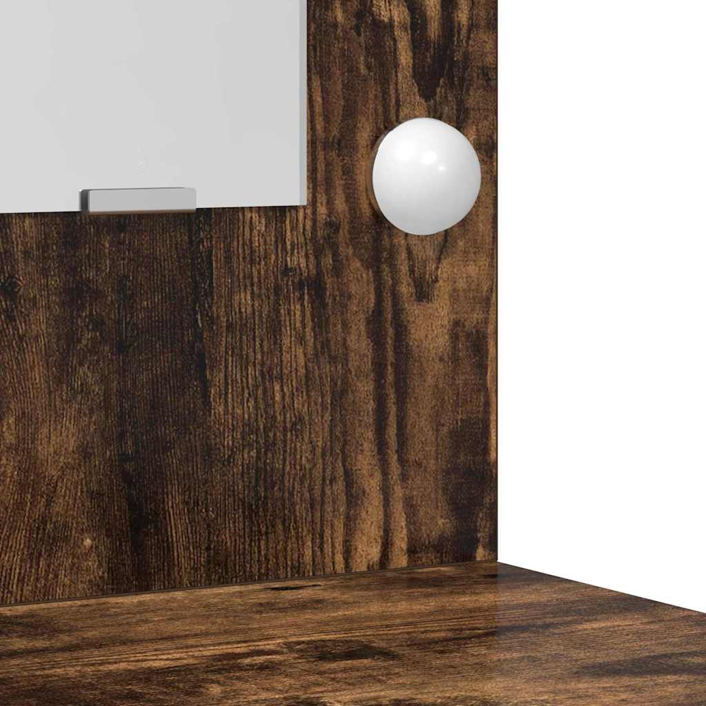 Schminktischset mit LED mit Schubladen 3 pcs Weiß Holzwerkstoff