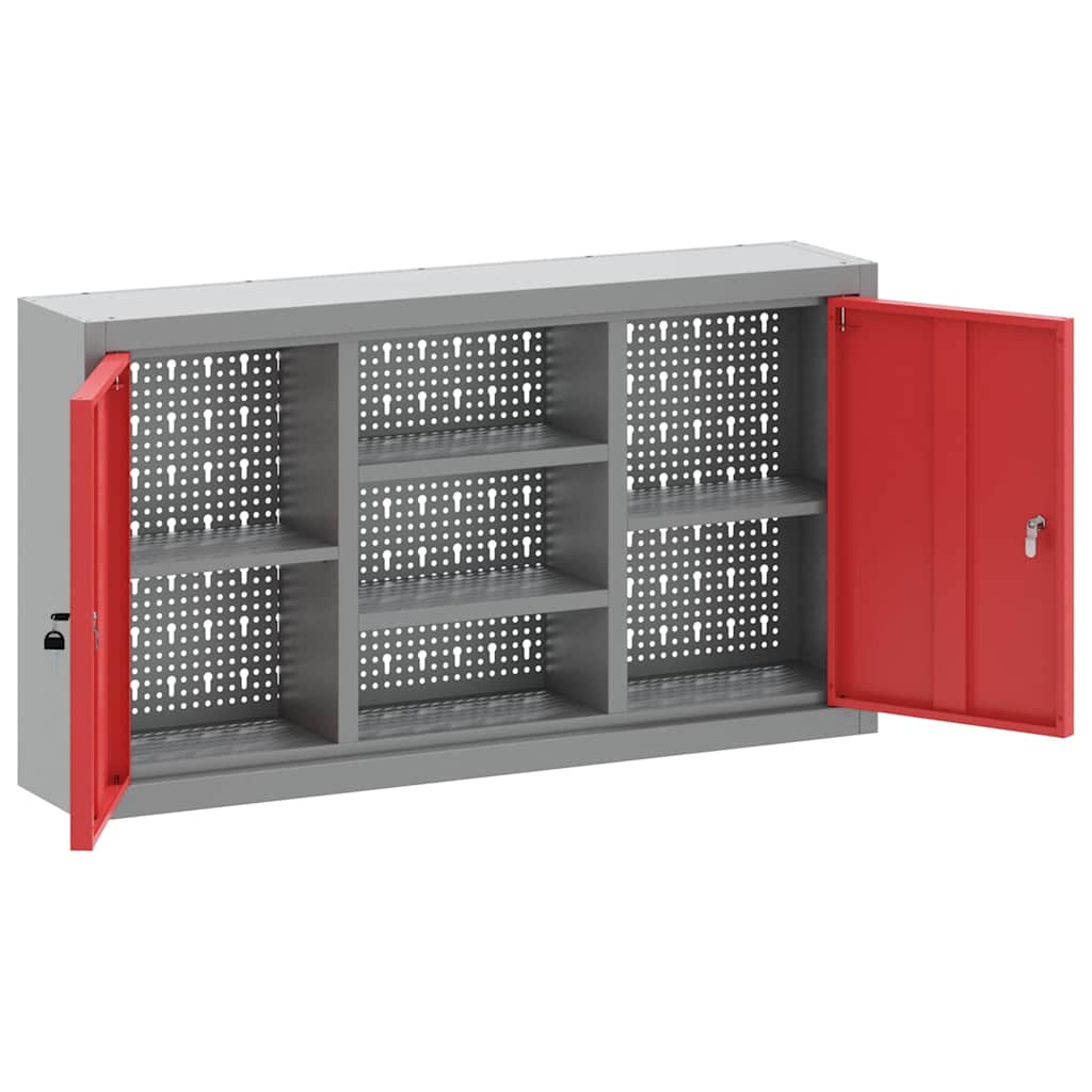 Werkzeugschrank mit Regal Schwarz und Grau 55 x 55 x 55 cm
