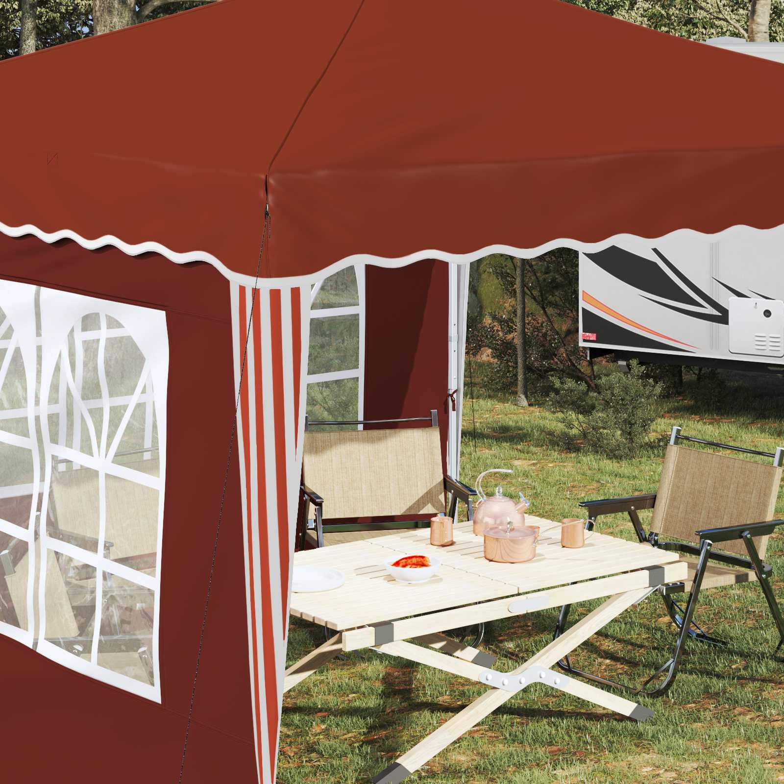Pop-up Partyzelt 288 x 288 x 245 cm Creme Oxford-Stoff