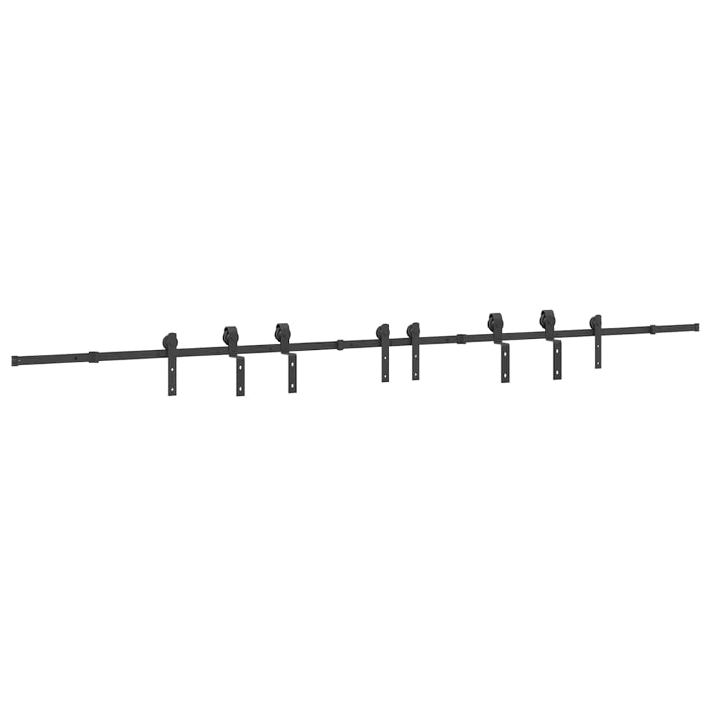 Schiebetürbeschlag-Set 366 cm Stahl Schwarz