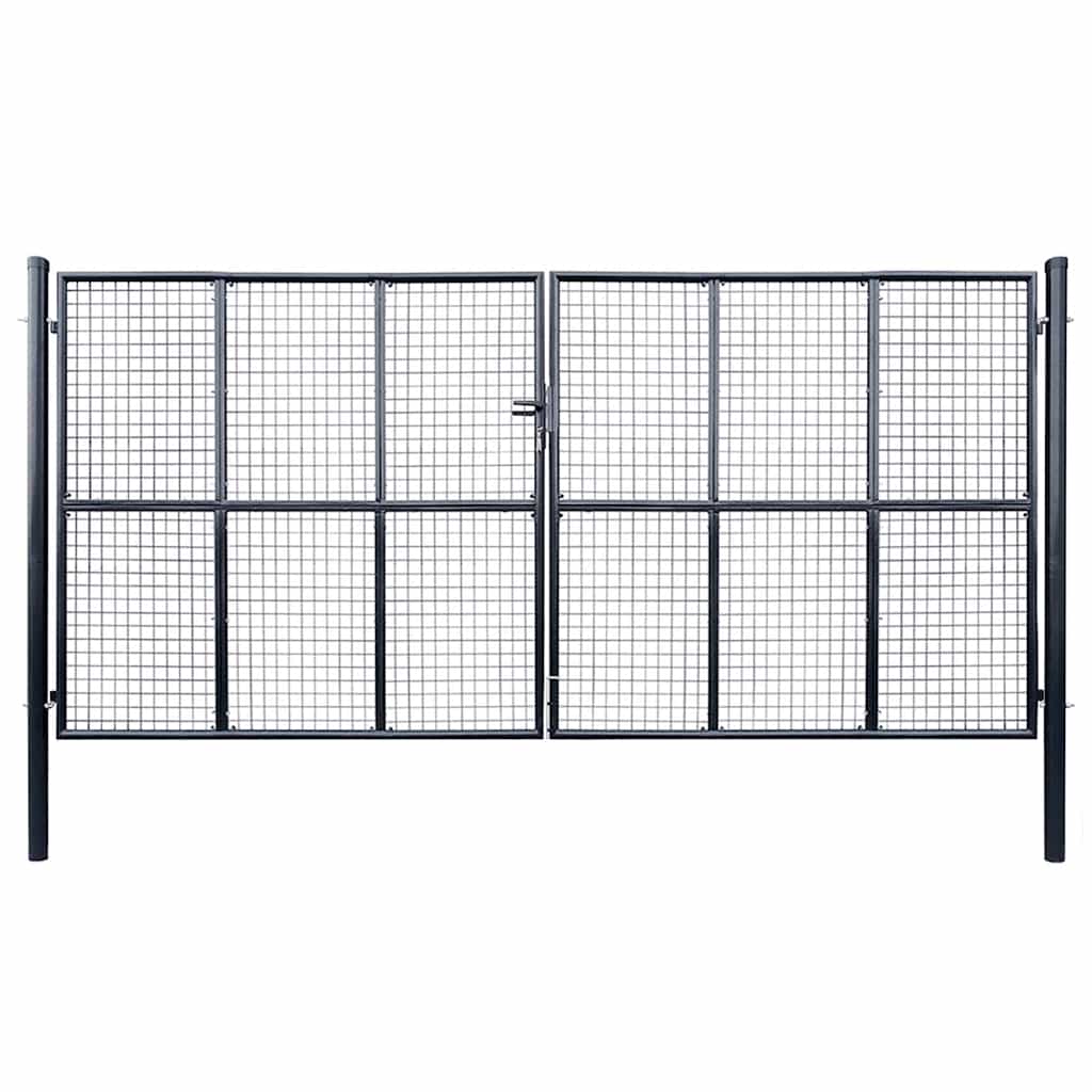 Maschen-Gartentor verzinkter Stahl 400 x 150 cm Grau
