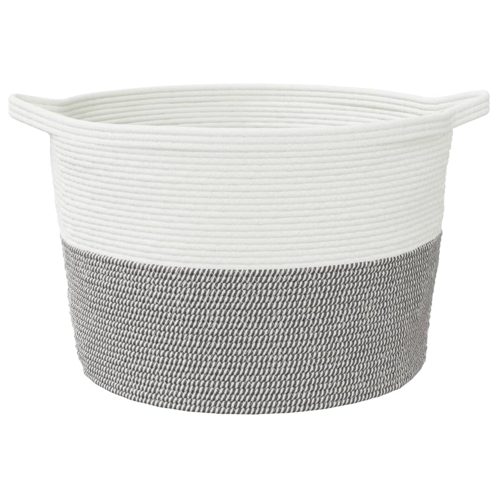 Wäschekorb Grau und Weiß Ø55x36 cm Baumwolle