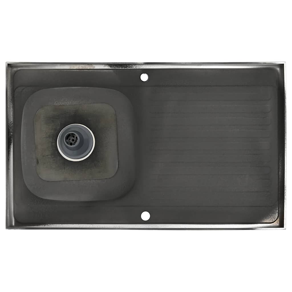 Spüle mit Abtropffläche Set Silbern 1000x600x155 mm Edelstahl
