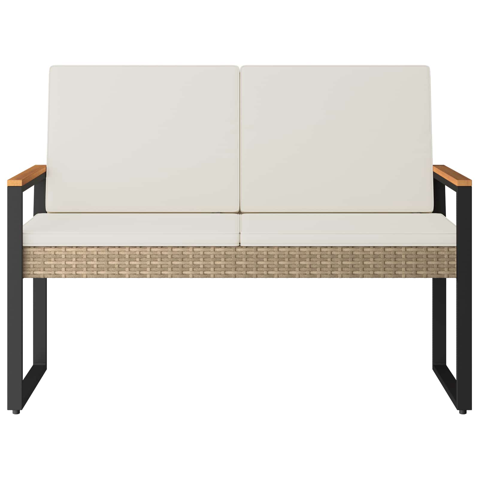 Bank Outdoor mit Kissen Schwarz 107 x 61 x 80 cm Poly-Rattan