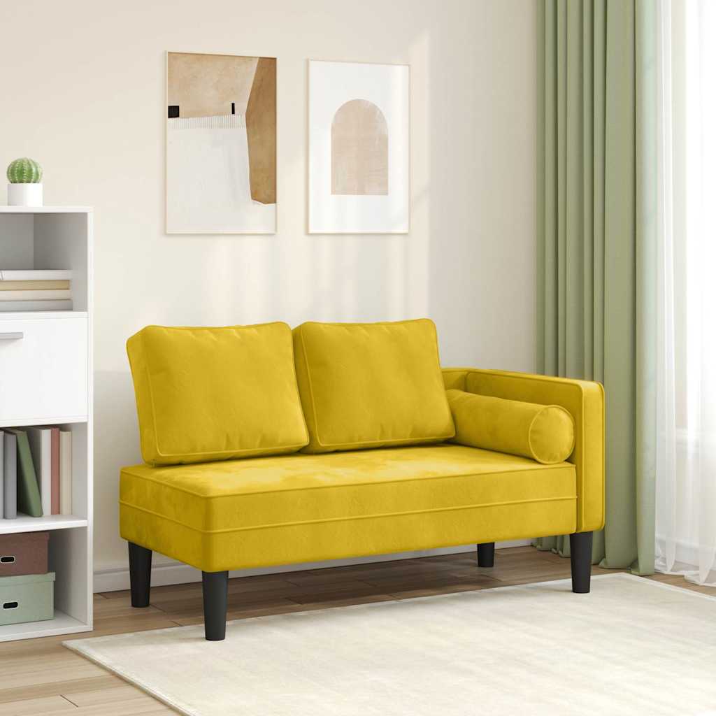 Chaiselongue mit Kissen Blau Samt