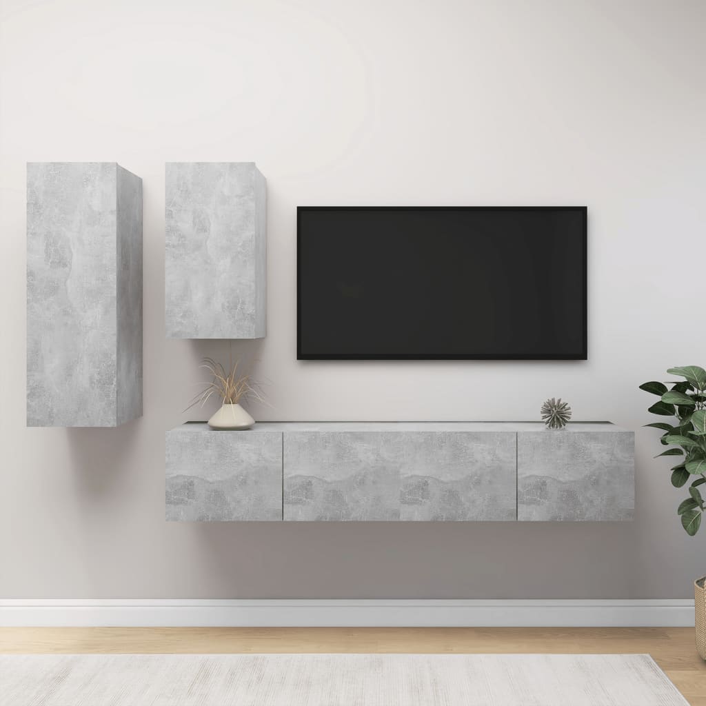 4-tlg. TV-Schrank-Set Weiß Holzwerkstoff