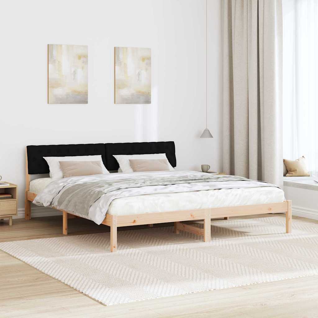 Bettgestell Braun und hellgrau 200 x 200 cm Massivholz Kiefer