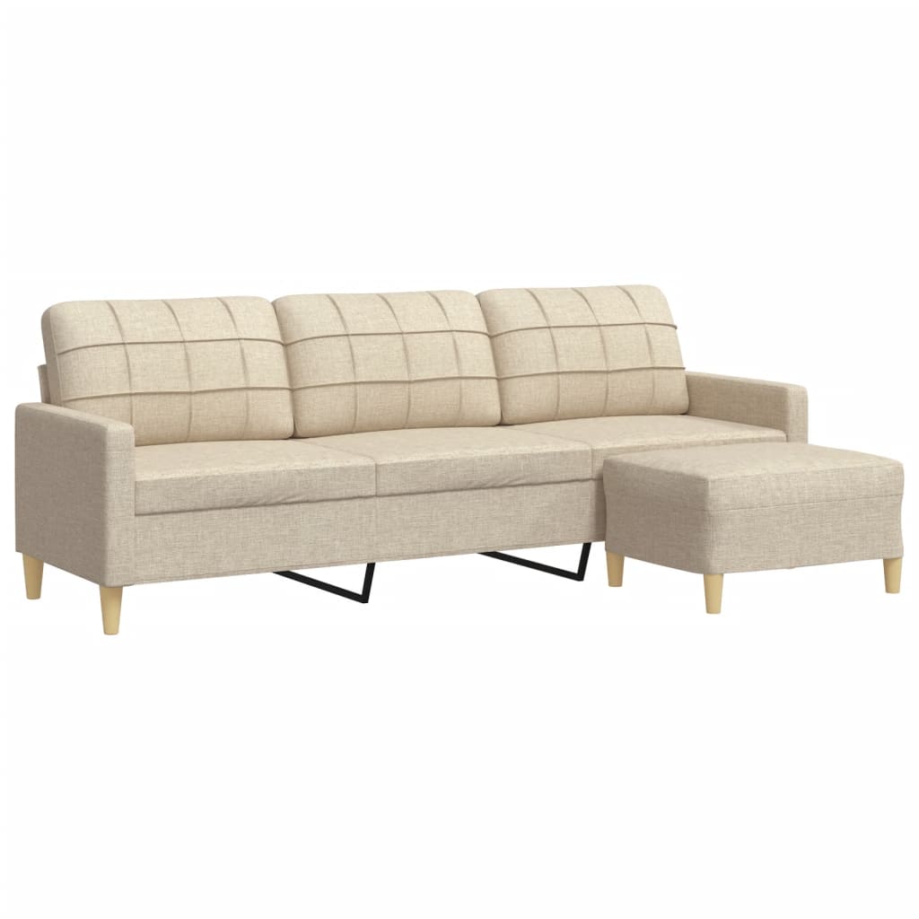 3-Sitzer-Sofa mit Hocker Taupe 180 cm Stoff