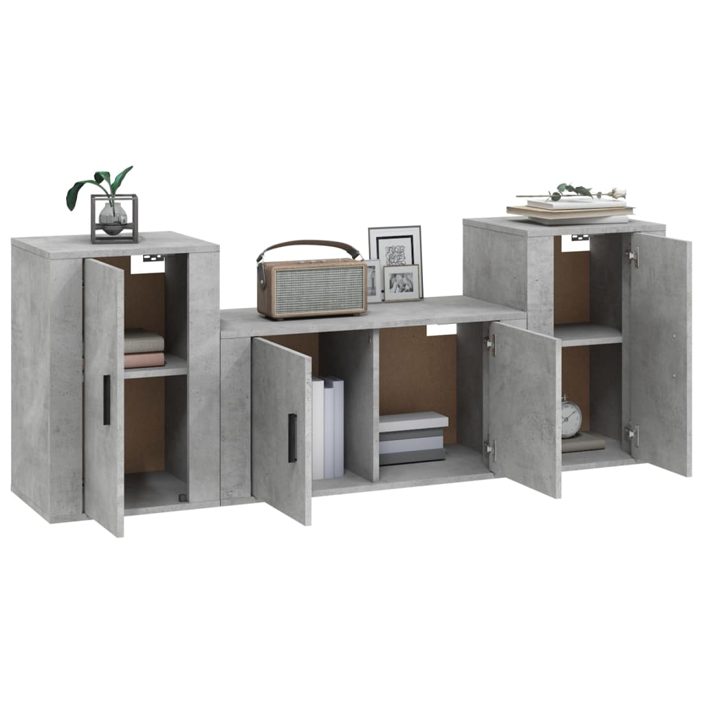 3-tlg. TV-Schrank-Set Weiß Holzwerkstoff
