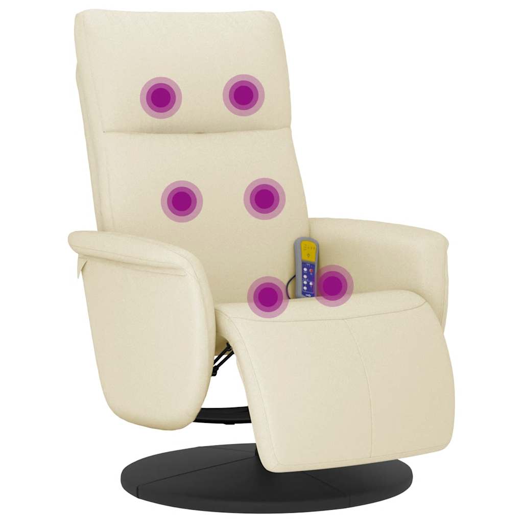 Massagesessel mit Fußteil Creme Kunstleder